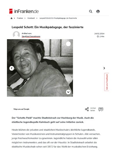 Leopold Schott<br>Ein Musikpädagoge<br>der faszinierte