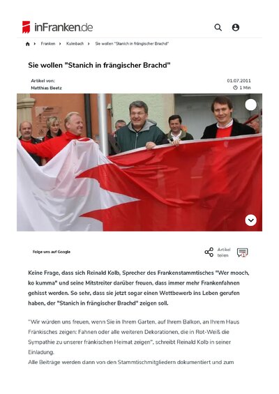 Sie wollen Stanich<br>in frängischer Brachd