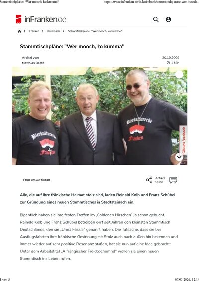 Stammtischpläne<br>Wer mooch ko kumma