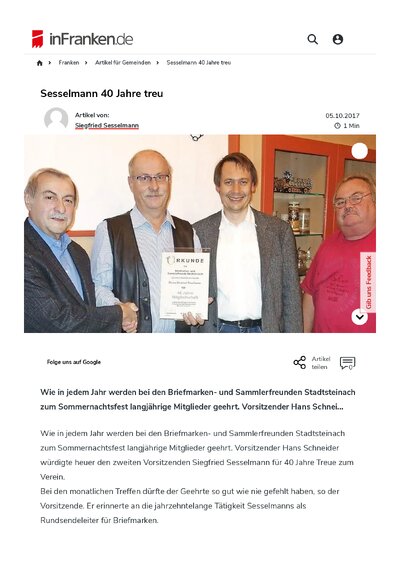 Sesselmann<br>40 Jahre treu