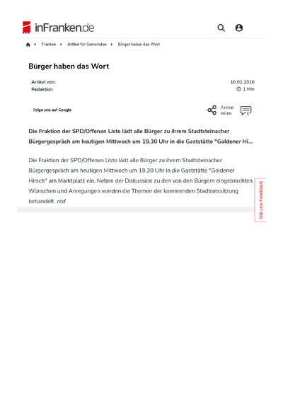 Bürger haben das Wort