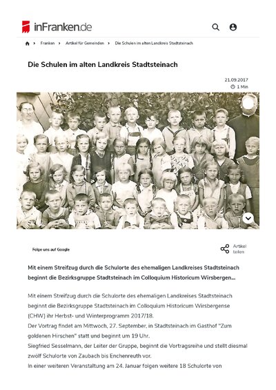 Die Schulen im alten<br>Landkreis Stadtsteinach