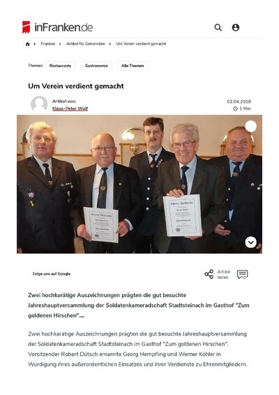 Um Verein verdient gemacht